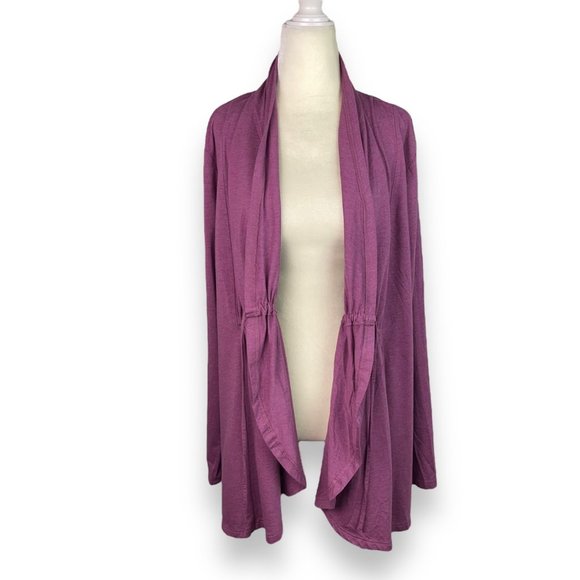 Lands’ End Tie Front Cardigan Top in Heather Mauve - Picture 7 of 9